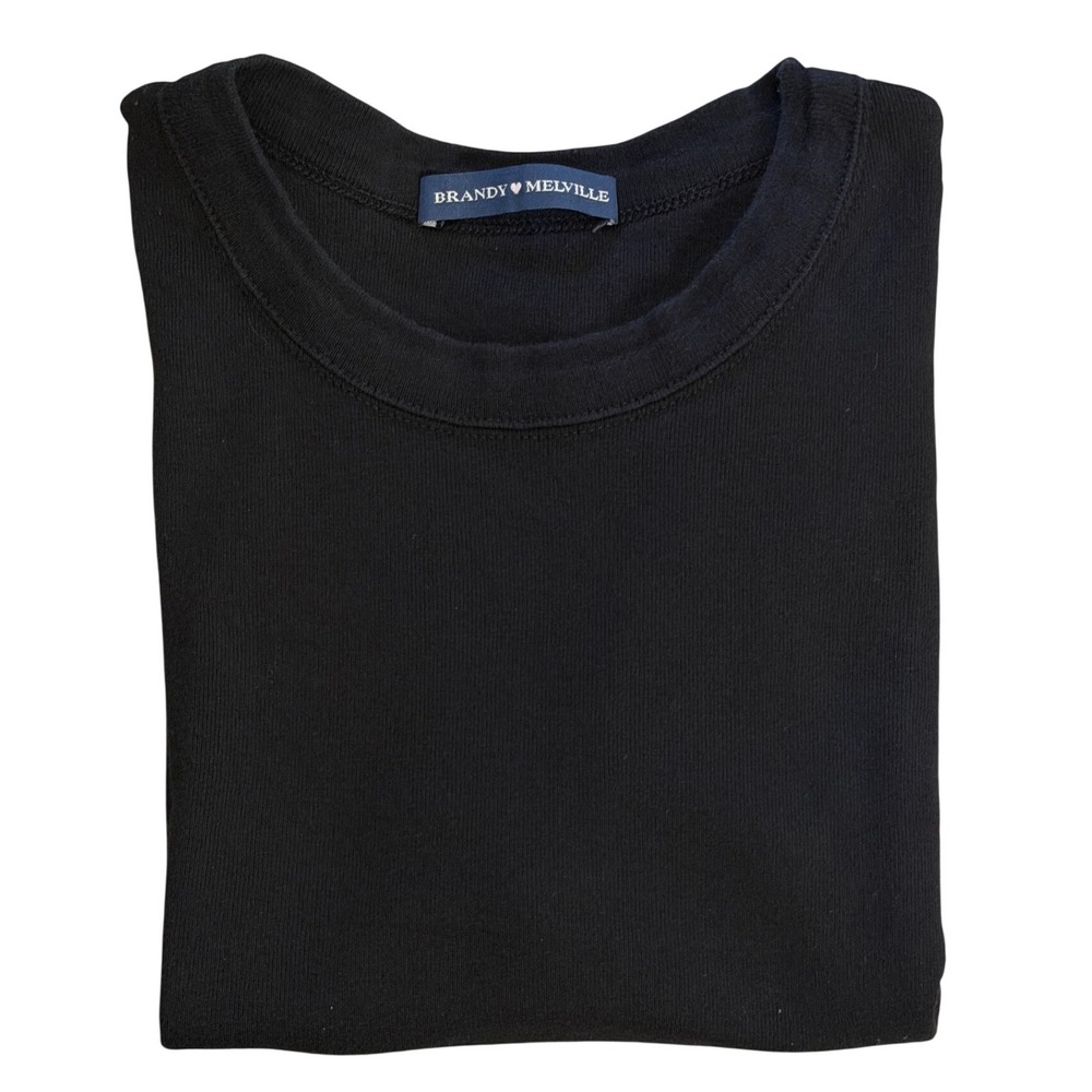 Brandy Melville Black Hailie Top Short Sleeve Crew Neck Tee One Size - Picture 6 of 6